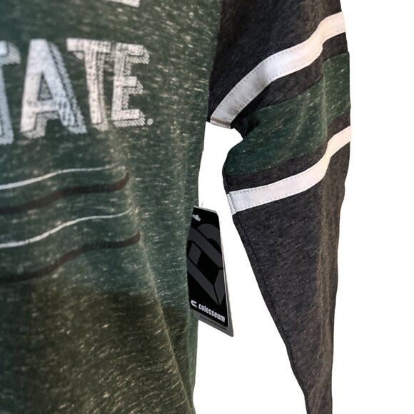 Michigan State Spartans Colosseum GREEN Henley Lace M Shirt Womens New - Picture 4 of 6